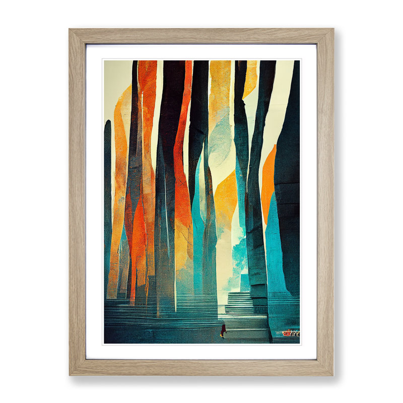 Torn Abstract Forest No.1 - Single Picture Frame Print, Oak, 64cm H x 46cm W