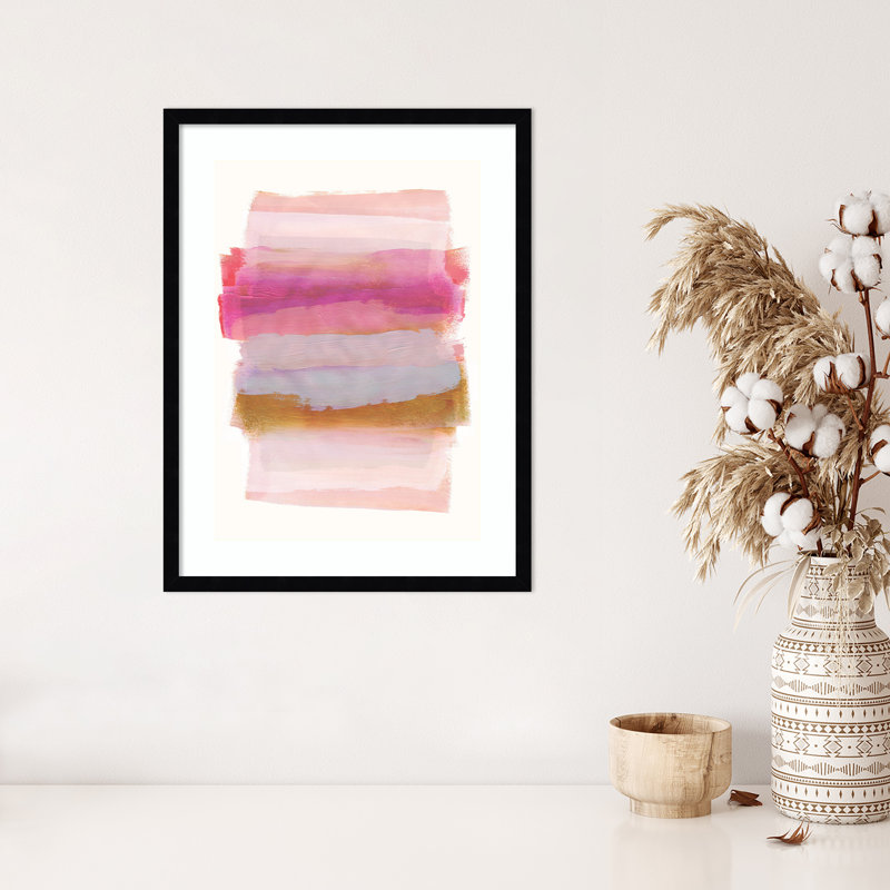 «Abstract Brush Strokes 45» par Mareike Bohmer, Blanc éclatant lisse, Cadre noir, H 25 po x l 19 po