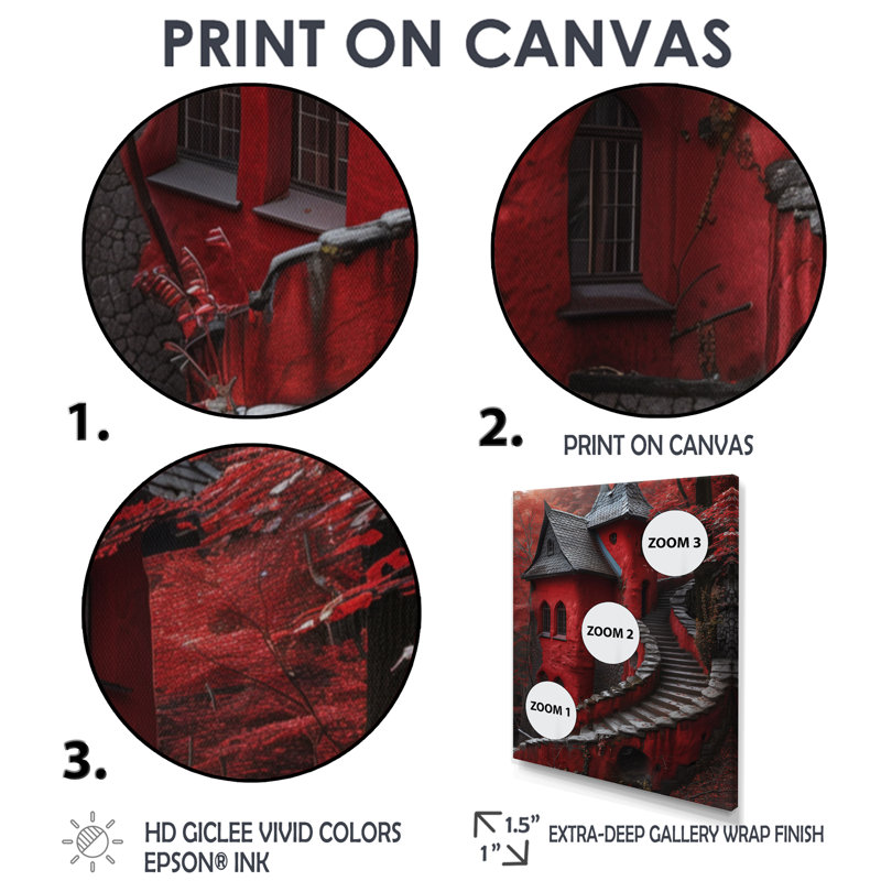 Monochromes gris rouge, automne, Angleterre, château III, impression d'art mural, H 20 po x l 12 po x P 1 po