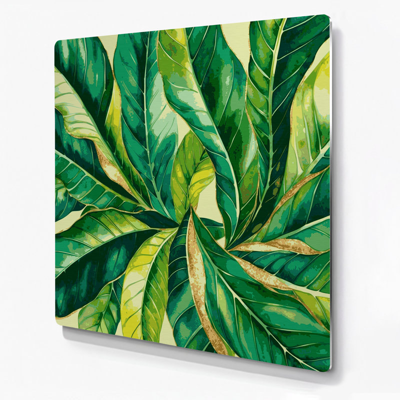 «Hawaiian Ti Leaves», art mural en métal vert