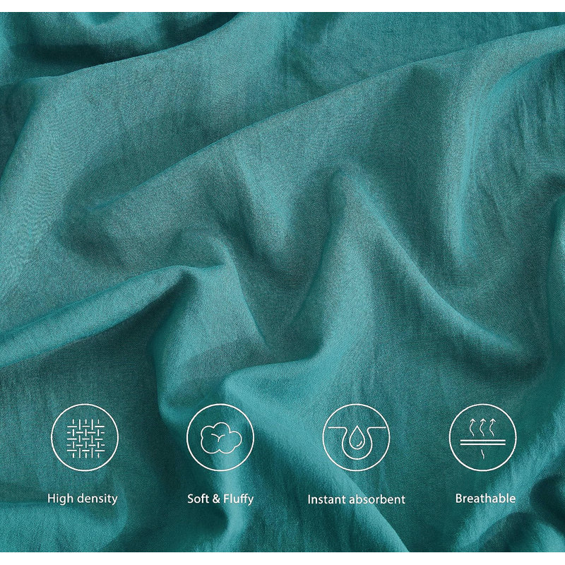 Washed Microfiber Bedding Microfiber Sheet Set, Queen Sheet Set + Fitted Sheet + 2 Pillowcases, Teal