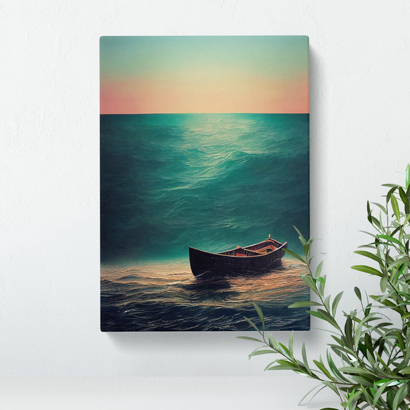 Boat Beneath The Sea - Print, No Matte, 50cm H x 35cm W x 3cm D, Wrapped Canvas