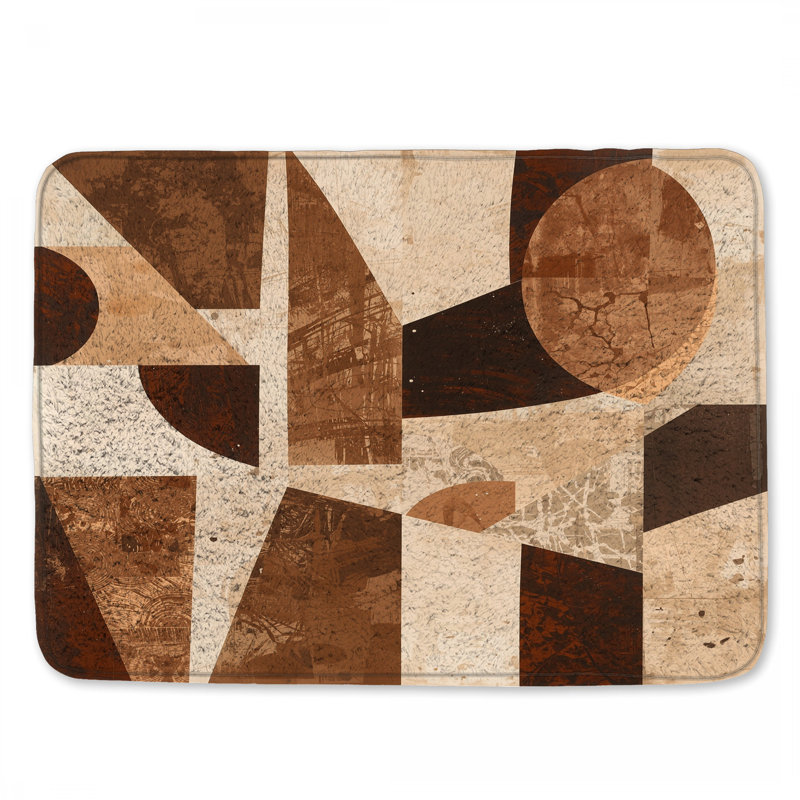 Tapis de bain brun à motif géométrique abstrait, L 34 po x L 21 po