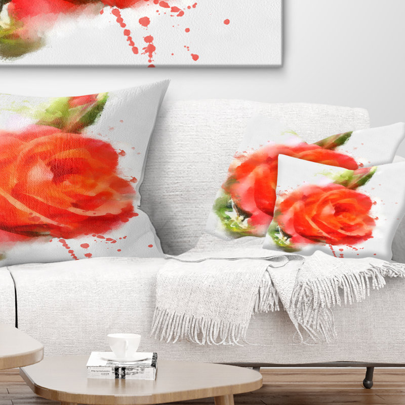 Coussin lombaire à motif floral rose