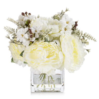 Silk Peony Arrangement in Vase