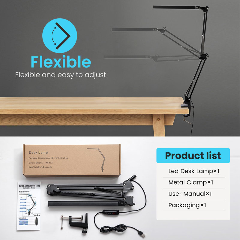 Adelais Clip On Lamp, Black