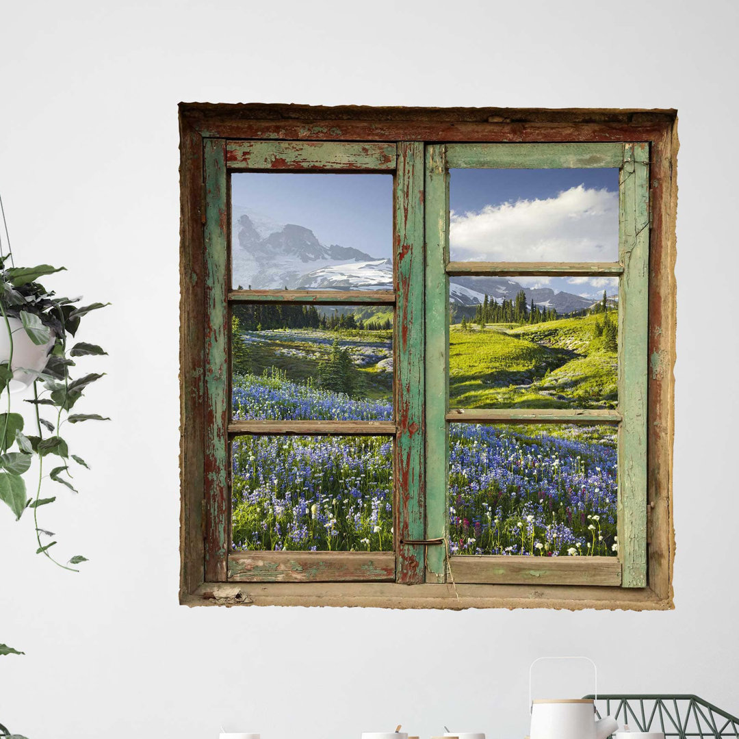 Meadow with Flowers in front of Mt. Rainier Wall Sticker