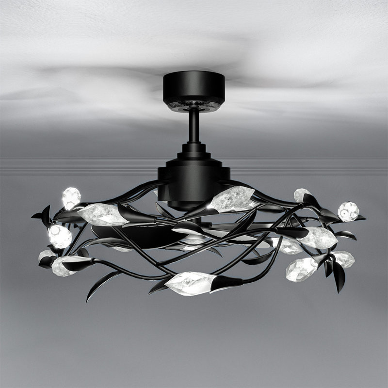 Secret Garden 20 Light Crystal LED Fandelier, Black