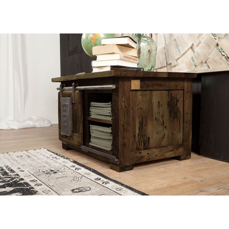 Railway Solid Wood 2 - Drawer Chest of Drawers, Brown Lacquered