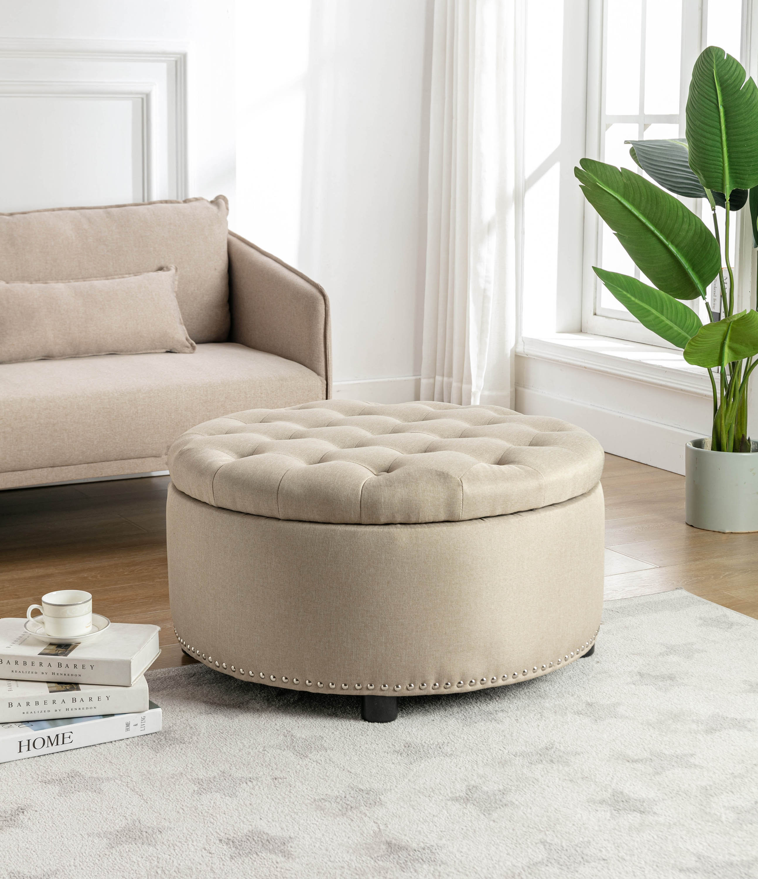 Lark Manor 29.9'' Wide Tufted Round Ottoman with Storage & Reviews ...