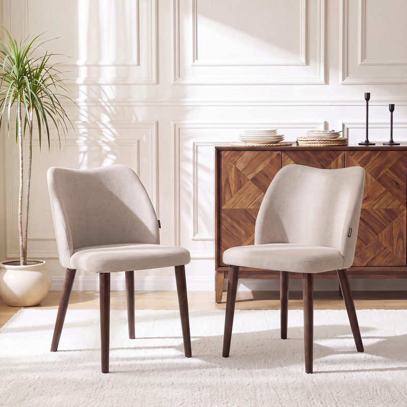 Upholstered Solid Wood Small Dining Chairs - Ergonomic Curve & Plush Padding for Multiple Spaces, Camel