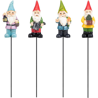 Mini Gnome Stakes Set Of 4, 1.4" Plant Pot Decor