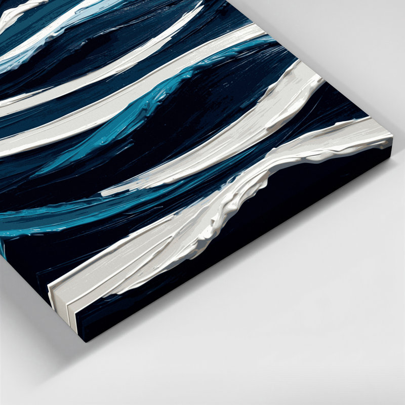Art mural horizontal sur toile à rayures horizontales bleu foncé, H 12 po x l 12 po