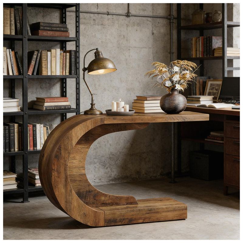 Table de couloir contemporaine, Brun rustique