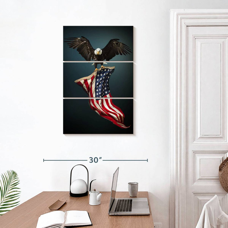 Brampt Eagle With American Flag, 32" H x 20" W