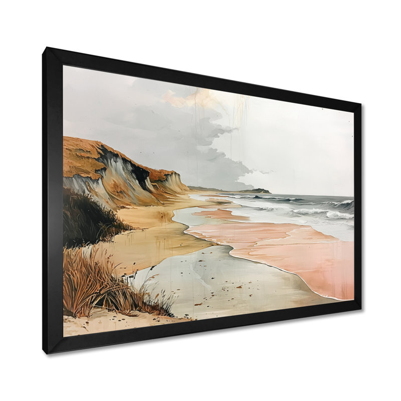 «Avaiya Bold Rose Sand Beach Horizon II», art mural vagues côtières, H 30 po x l 40 po, Noir, noir, noir, noir