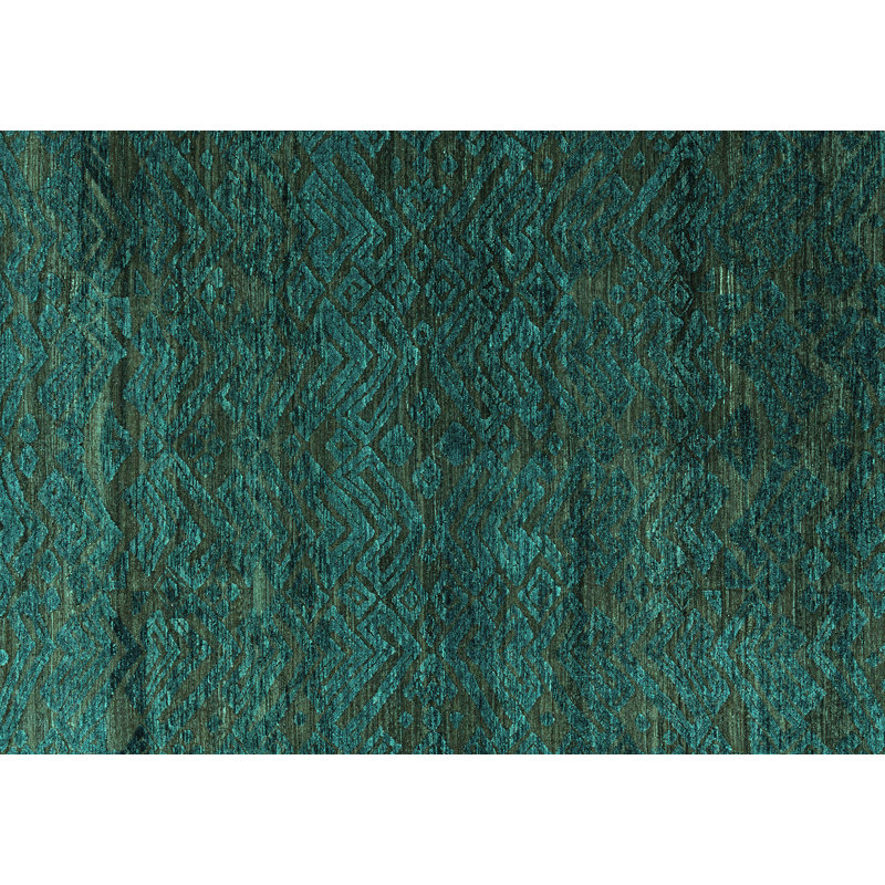 Abstract 4787 Turquoise Machine Washable Area Rugs, Rectangle 2' x 3'