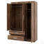 Armoire de rangement à trois portes avec 2 tiroirs, 2 tringles de suspension et une tablette ouverte pour garde-robe organisée