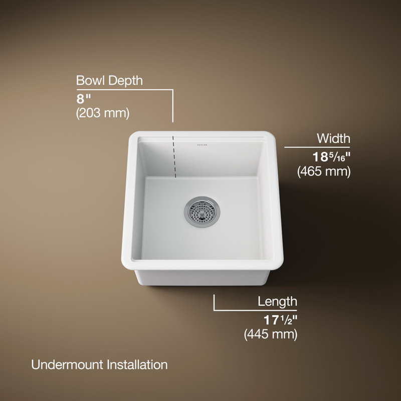 Billings Undermount Bar Sink With Accessories, White