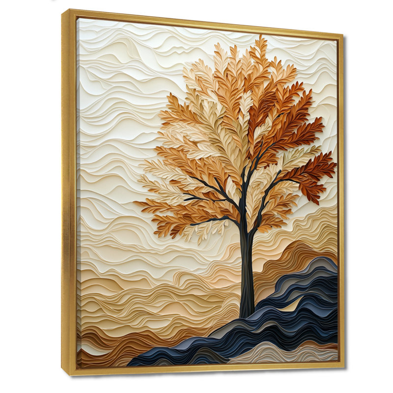 Autumn Charm Colorful Maple Tree II - Tree Maple Canvas Print, Floater Framed Print, 44" H x 34" W, Gold
