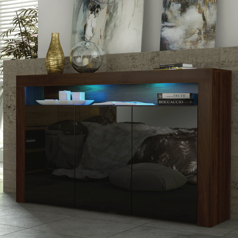 Argyro 393.7cm Sideboard, Walnut Black
