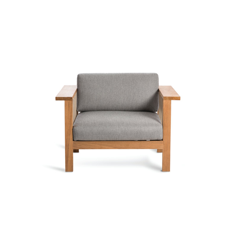 Maro Outdoor Teak Lounge Chair, Charcoal Chine