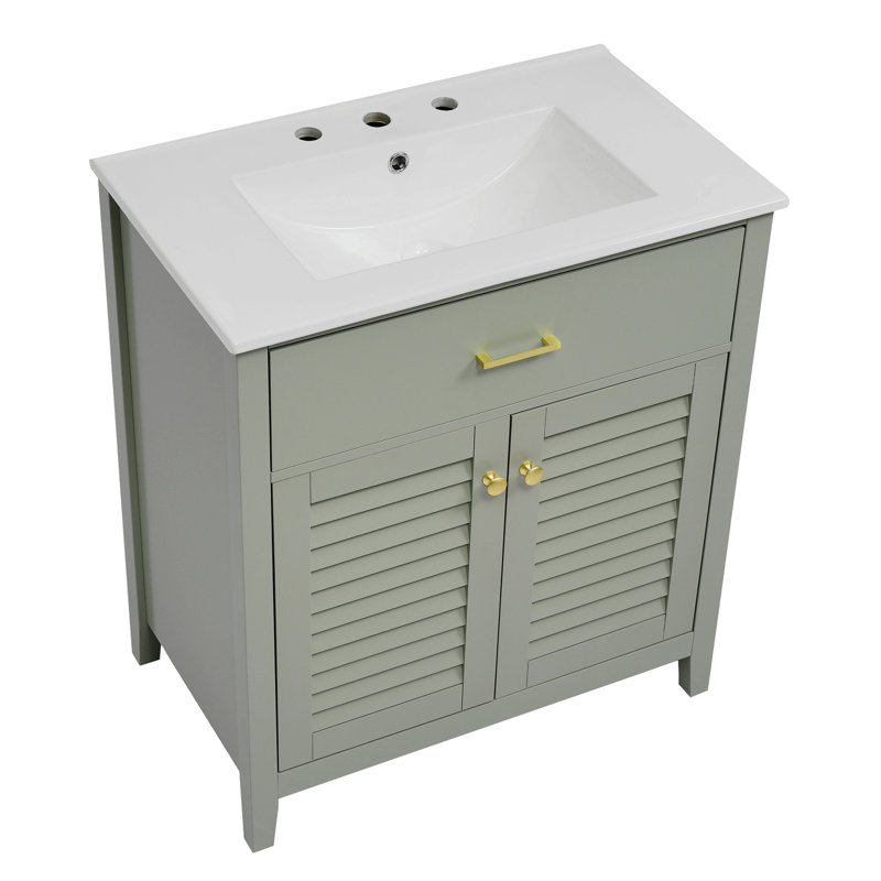 Ensemble de meuble-lavabo de 30 po avec lavabo en céramique, grand rangement - comprenant 1 séparateur escamotable et multifonctionnel