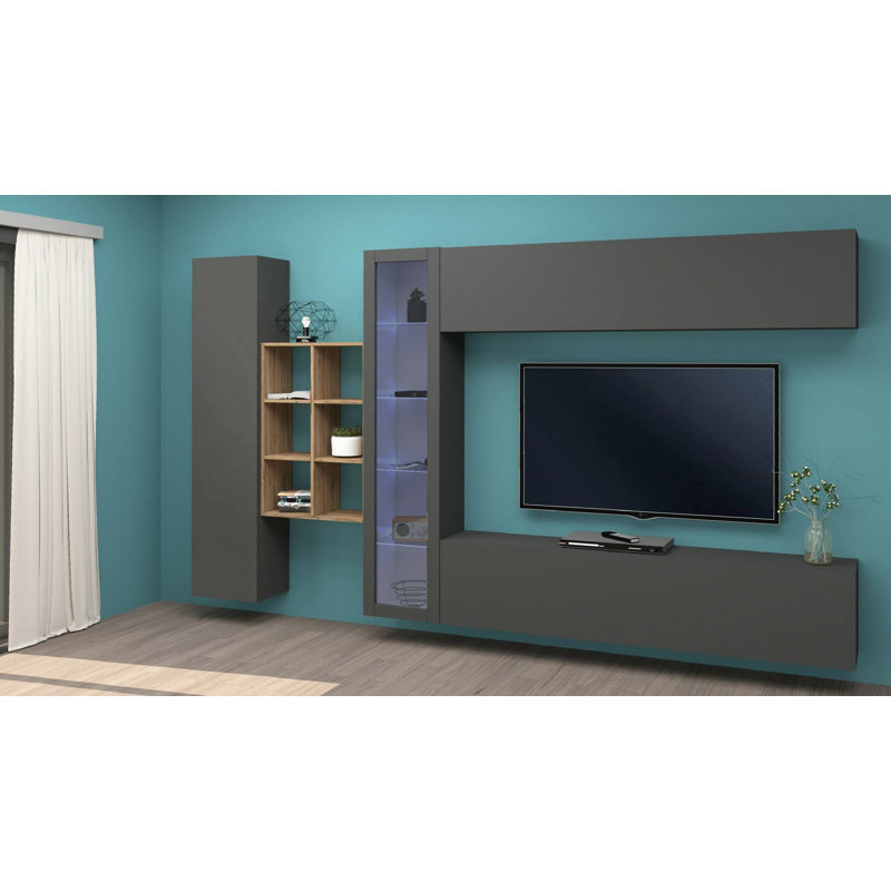 Calisto Rectangle Accent Cabinet, Anthracite/Maple