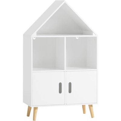 Bibliothèque pour enfants avec 3 tablettes ouvertes et 2 portes pour enfants
