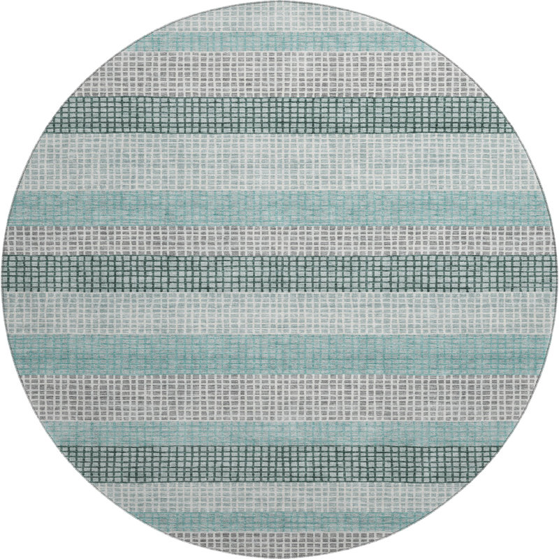Premium Machine Washable Ansley Stripes Rug, Round 8'