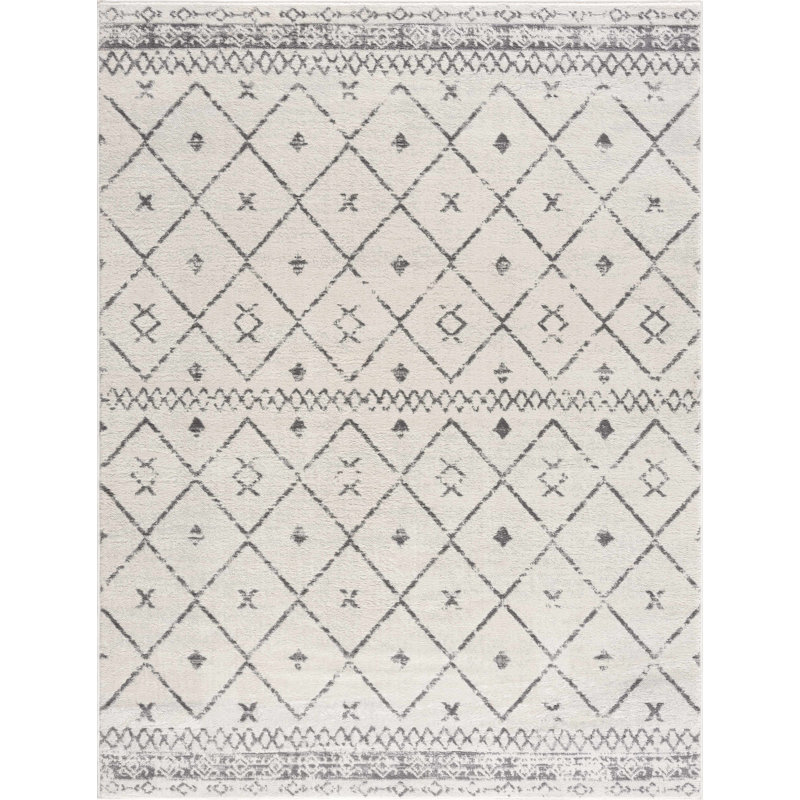 Tapis géométrique beige en polypropylène tissé à la machine Mcgrane, Rectangle 6 pi 7 po x 9 pi