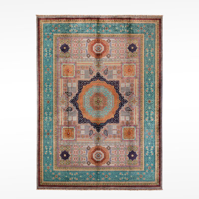Original Hand Knotted Mamluk Pattern Multi Color Wool and Cotton Rug