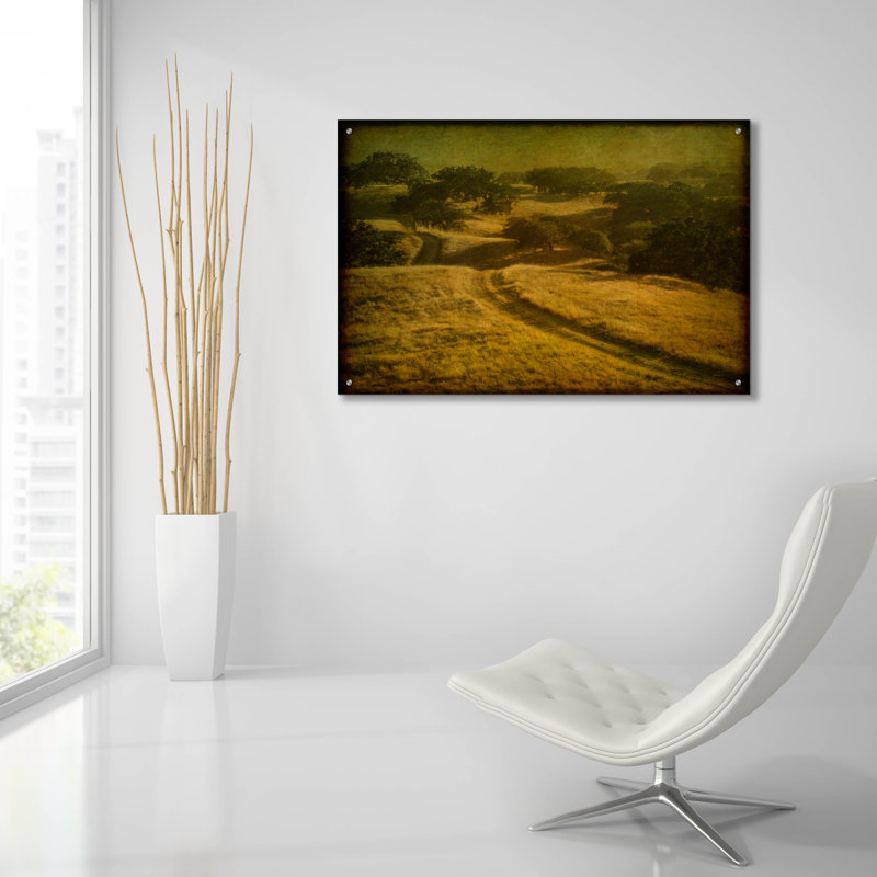 «Ranch Road And Oak Savannah» par William Guion, art mural en verre acrylique, 36 po x 24 po, H 24 po x l 36 po x P 0,2 po