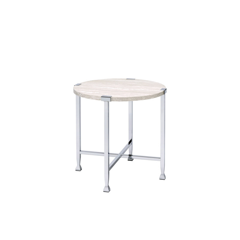 Table de bout en chêne blanc et chrome Brecon