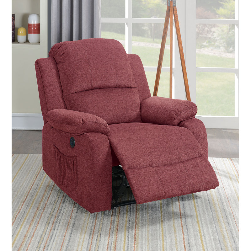 Mahan Upholstered Power Recliner, Paprika Red