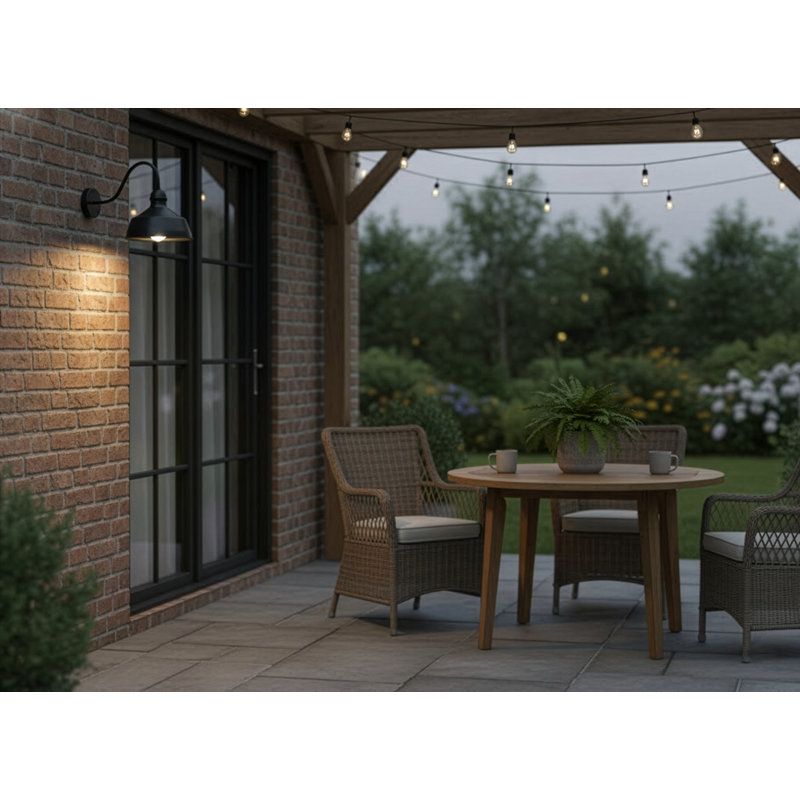 Luminaire de grange d'extérieur à 1 ampoule noir mat Huntsberry, H 9,5 po x l 9 po x P 9 po
