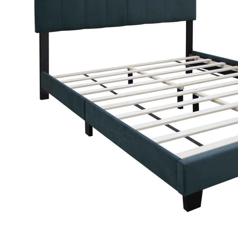 Structure de lit tapissier en velours vert