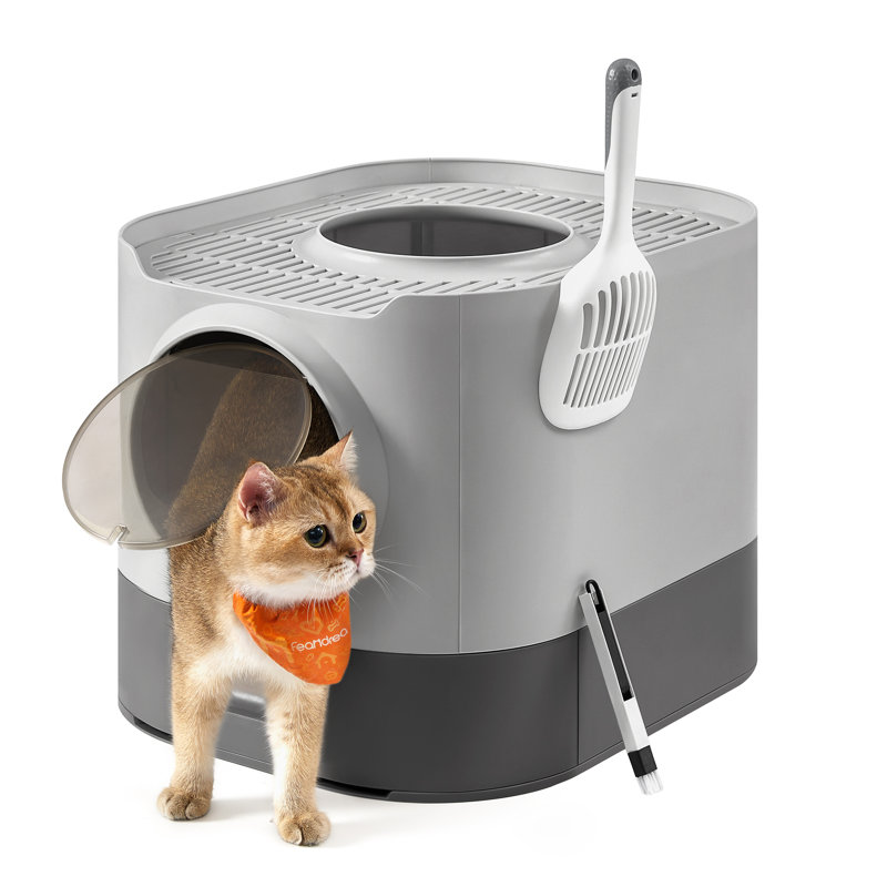 54x42.8x40cm Plastic Litter Box Enclosure, Dove Grey