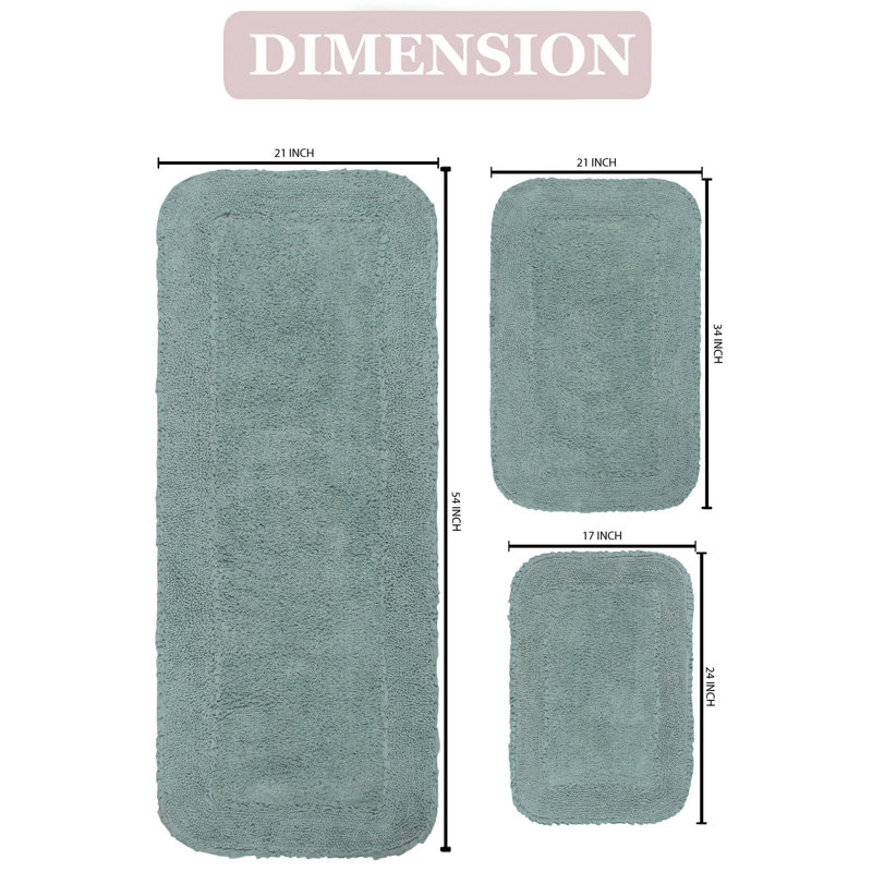 Ensemble de tapis pour salle de bain 3 pièces Aceyon, Bleu