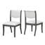 Deux chaises de salle à manger traditionnelles et élégantes en chêne gris, revêtues de tissu - Structure en bois massif, lignes courbes, revêtement en tissu doux, assises épaisses et rembourrées, dossiers ergonomiques, capacité de 136 kg par chaise, pour une pièce.