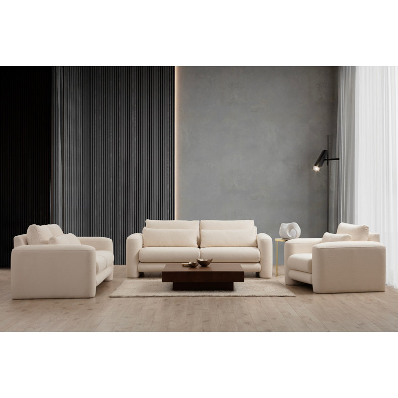 Élégant canapé 2 places, tissu crème, 70,9 x 38,2 x 28,7 pouces | Structure en bois de hêtre et en carton, 100% polyester | 28 Coussin de dossier en mousse souple | Portable et nettoyable à sec | Parfait pour le salon et les petits espaces