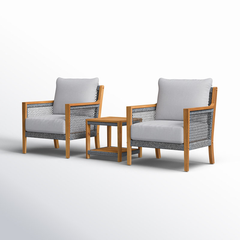 Teak Outdoor Seating Group with Cushions, Beige
