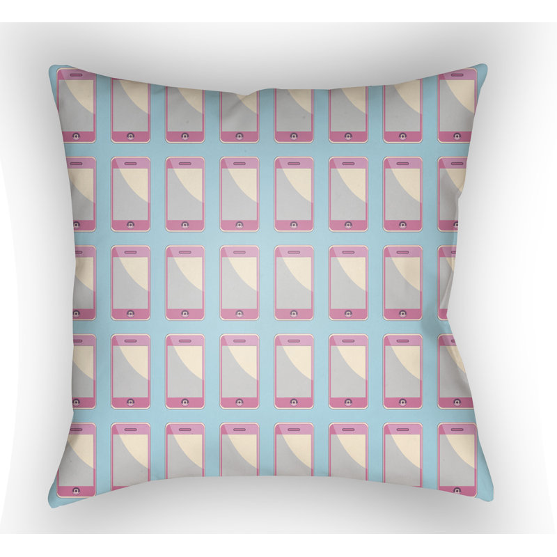 Cheever Geometric Throw Pillow, Robin's Egg, 22" H  x 22" W x 5" D