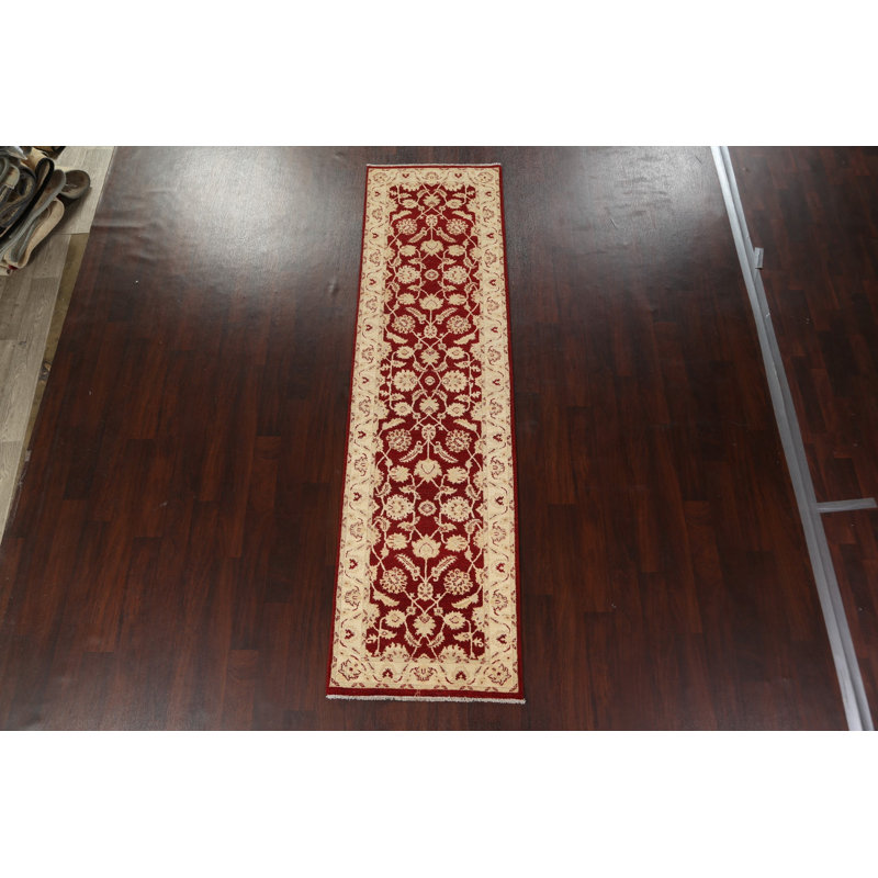 Tapis de couloir en laine végétal Chobi Peshawar noué à la main 3 x 10