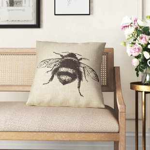  Pen-and-Ink Bee 18" Pillow Cover