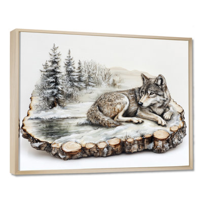Loup en hiver, paysage de lac I - loup, art mural pour le salon