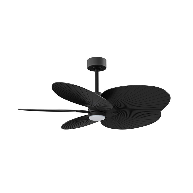 Alessandra Tropical - Five Blade Ceiling Fan - Integrated LED -Matte Black Finish -Light Blue Blades, Matte Black