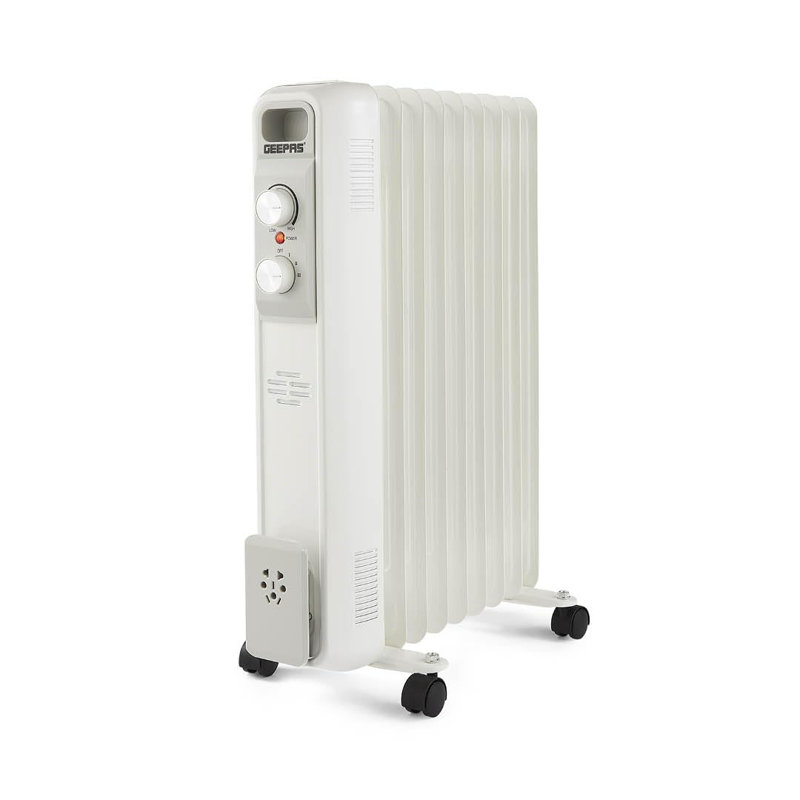 GEEPAS Oil Filled Radiator Heater | Portable Electric Heater 3 Heat Settings | Adjustable Thermostat Safety Cut-off Overheat Protection Energy Efficient Heating | 2 Year Warranty