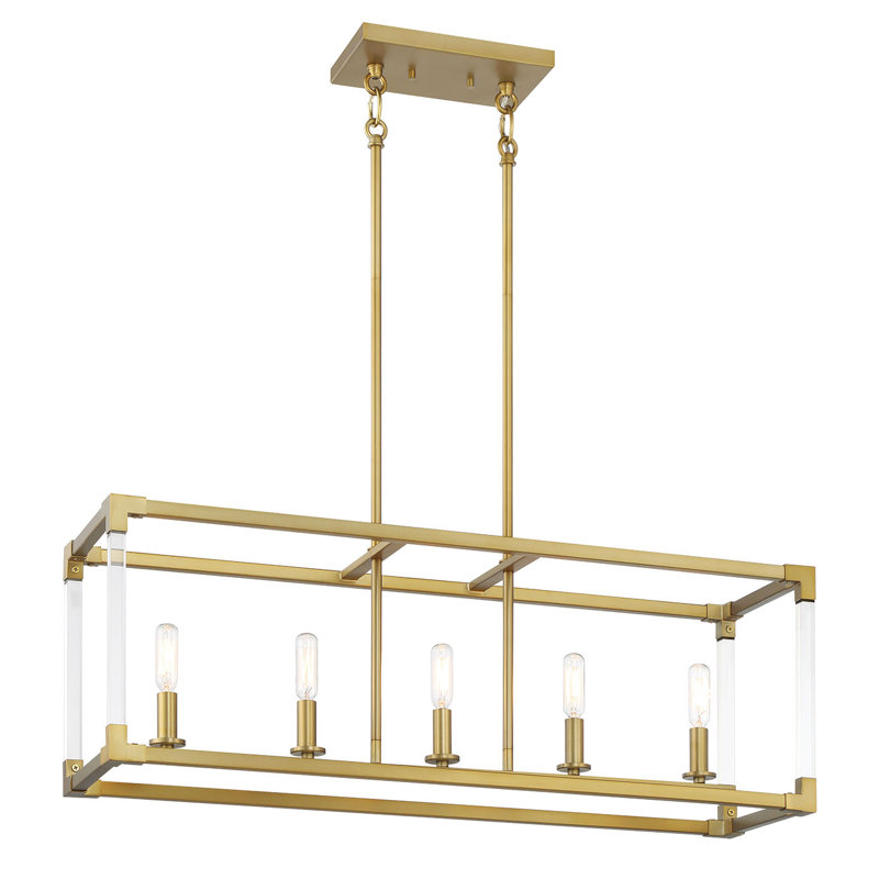 Luminaire suspendu carré / rectangulaire pour îlot de cuisine 5 lumières Swindon
