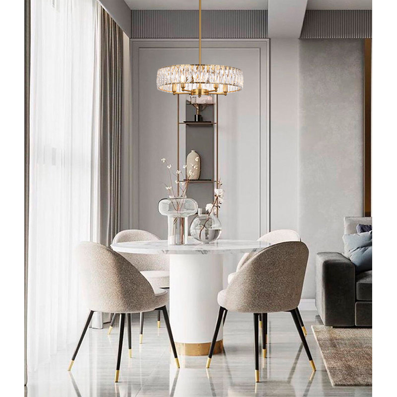 Lustre rond en cristal 5 lumières Transitional, Or
